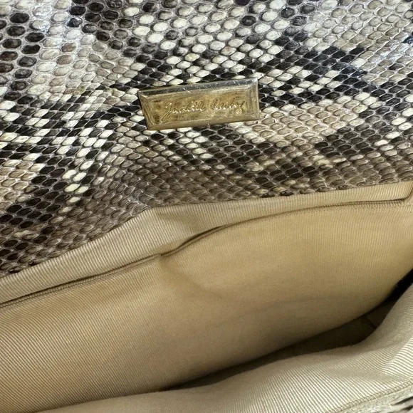 JUDITH LEIBER GENUINE PYTHON SNAKESKIN CLASP DEVIN PURSE CLUTCH